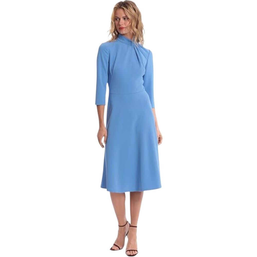 Ivy Blu Women's Blue Twist Neck Fit And Flare  Business, Office Dress Size 12